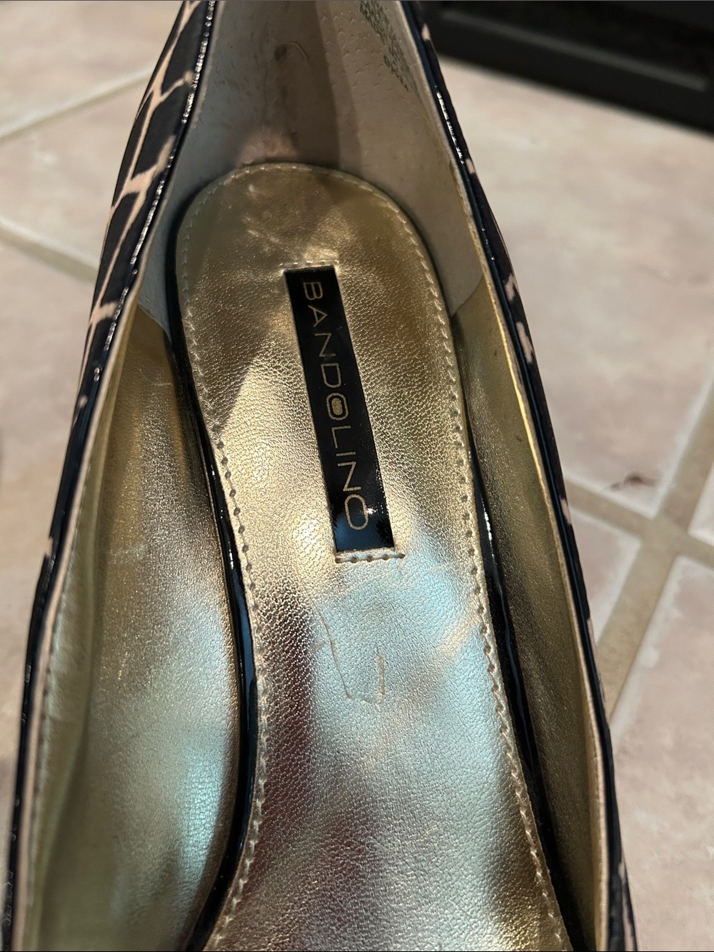 Franco Sarto Black & Beige Giraffe-Pattern Peep-Toe Heels - Picture 4 of 5